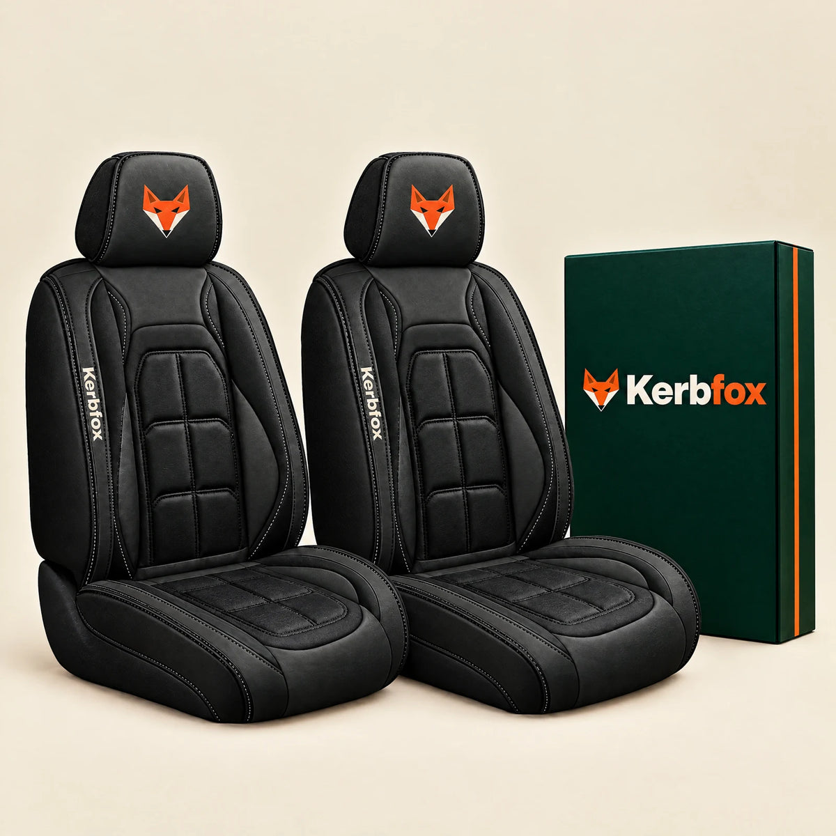 Kerbfox Heritage faux leather car seat cover in Black – 2 front seats