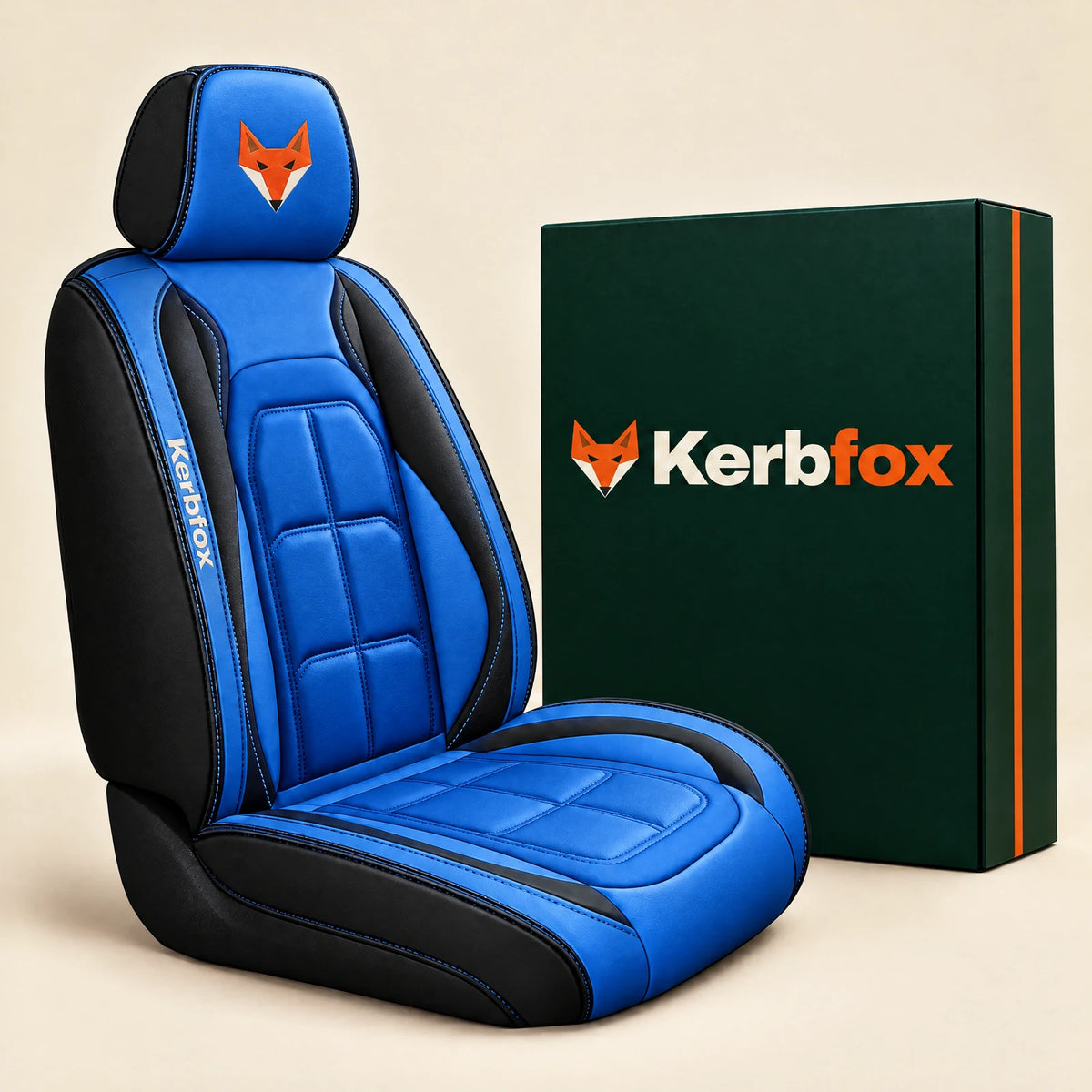 Kerbfox Heritage faux leather car seat cover in Blue – 1 front seat
