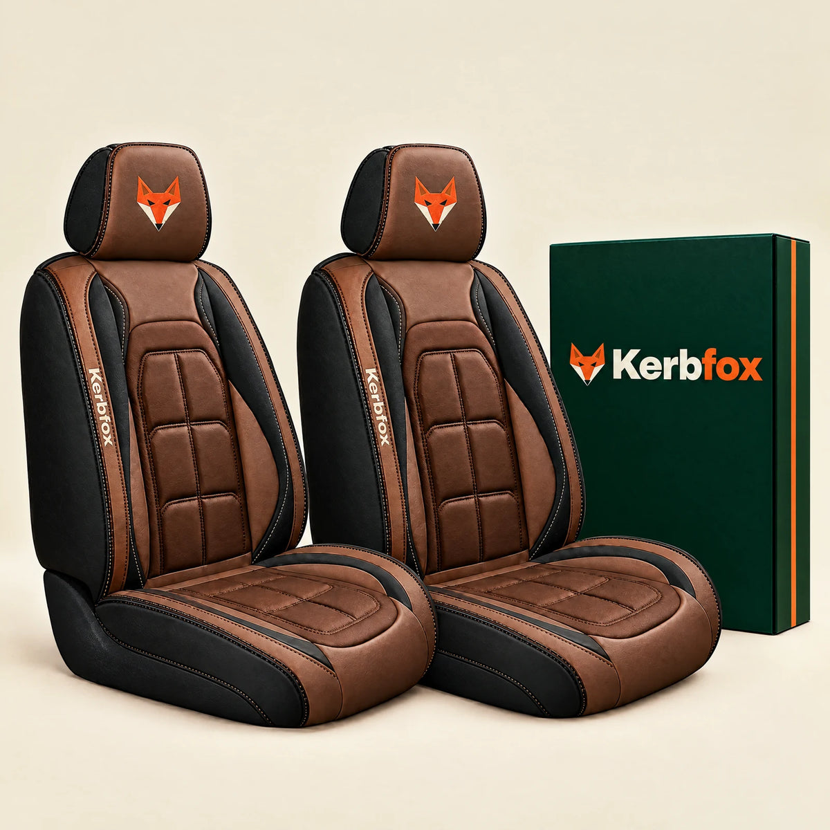 Kerbfox Heritage faux leather car seat cover in Brown – 2 front seats