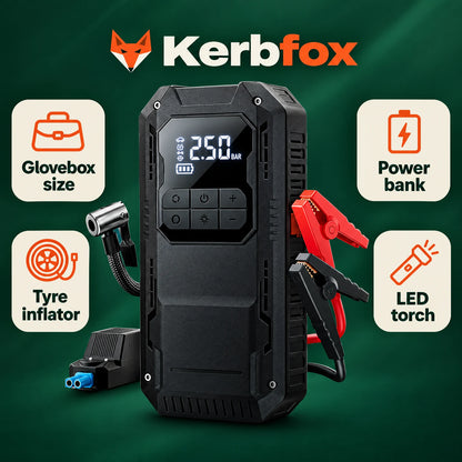 Kerbfox Revive Mini benefits: glovebox size, tyre inflator, power bank, LED torch