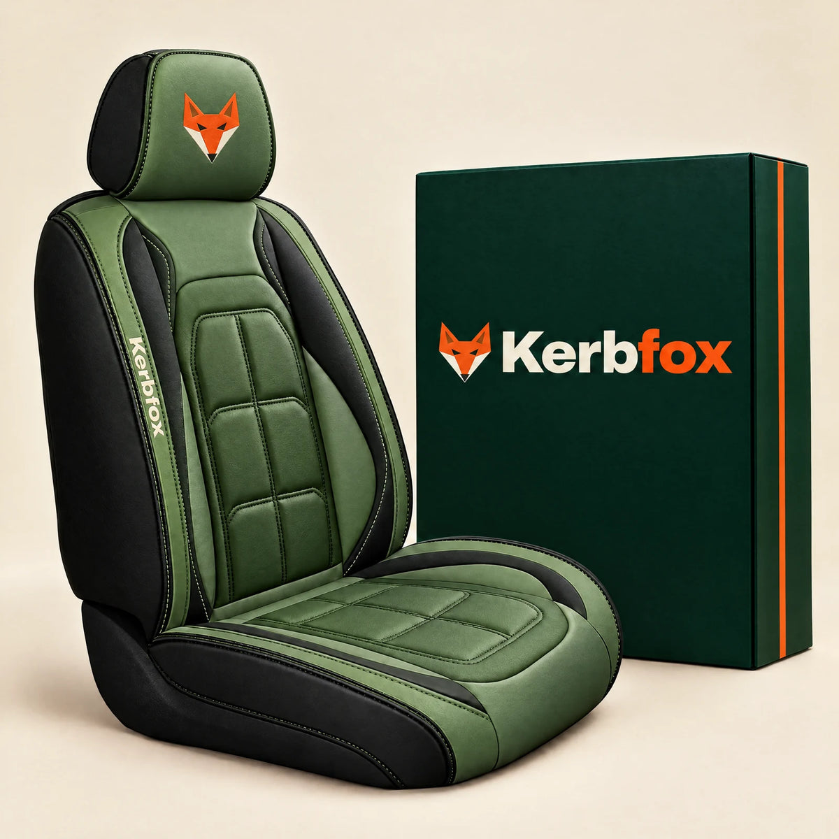 Kerbfox Heritage faux leather car seat cover in Green – 1 front seat