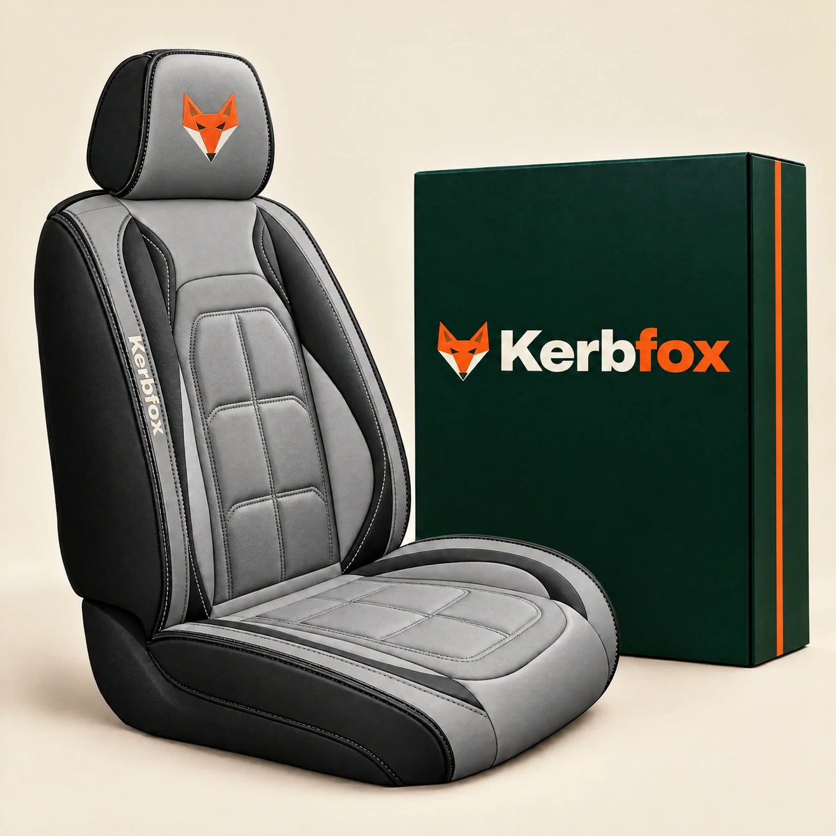 Kerbfox Heritage faux leather car seat cover in Grey – 1 front seat