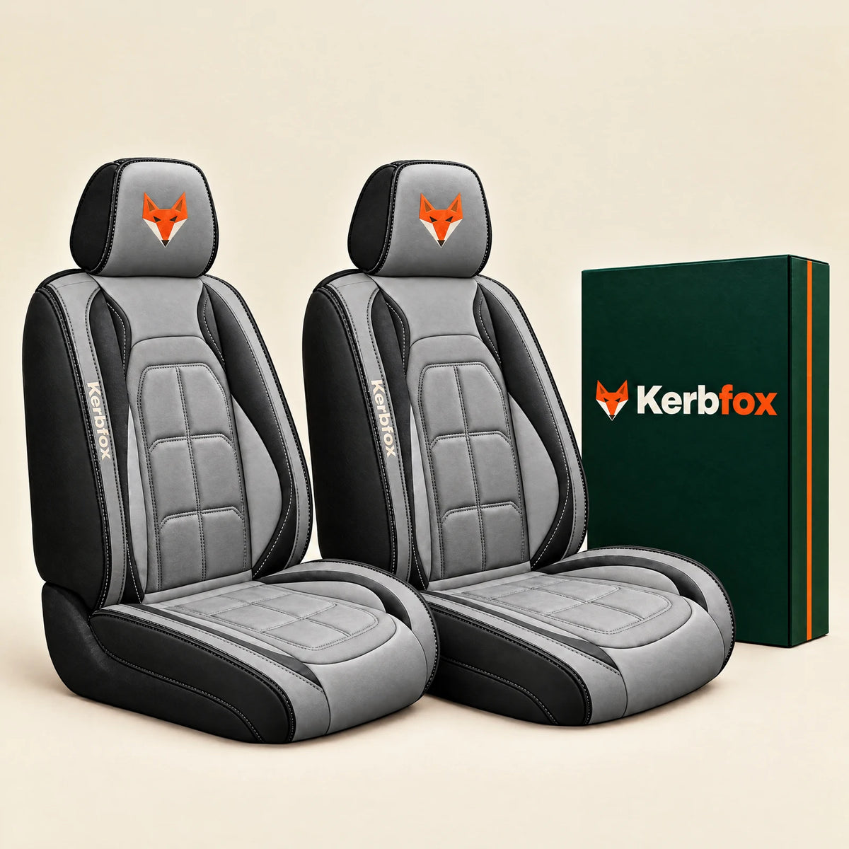 Kerbfox Heritage faux leather car seat cover in Grey – 2 front seats