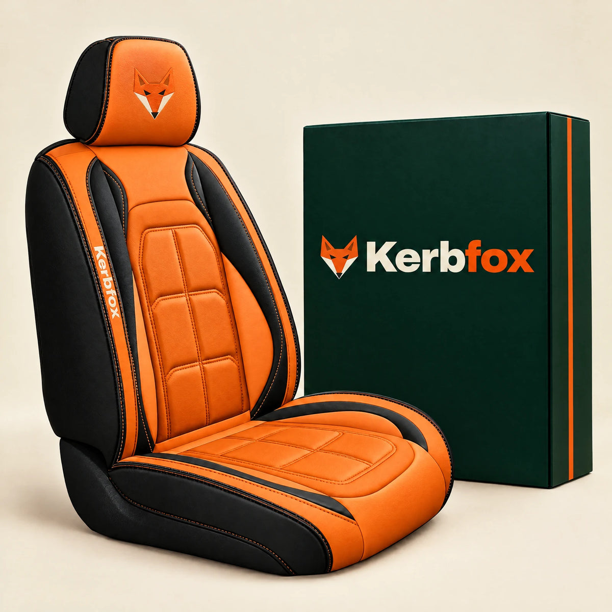 Kerbfox Heritage faux leather car seat cover in Orange – 1 front seat