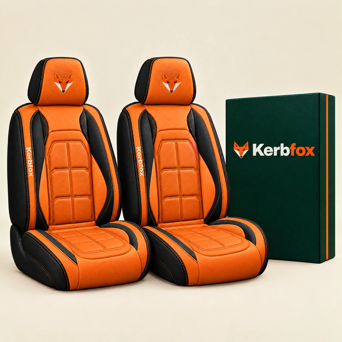 Kerbfox Heritage faux leather car seat cover in Orange – 2 front seats