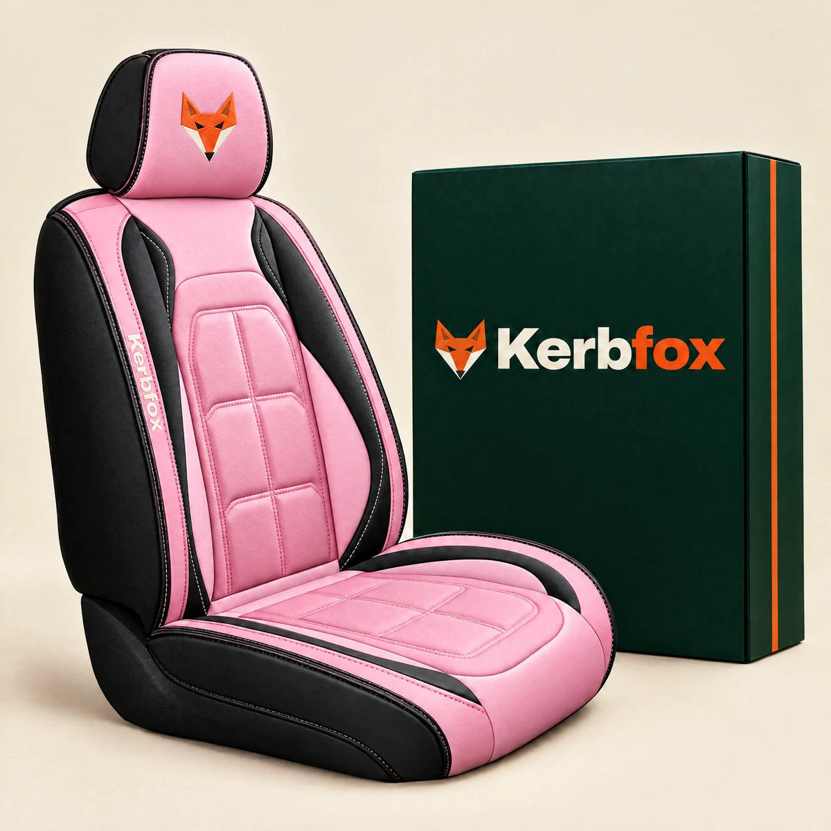 Kerbfox Heritage faux leather car seat cover in Pink – 1 front seat