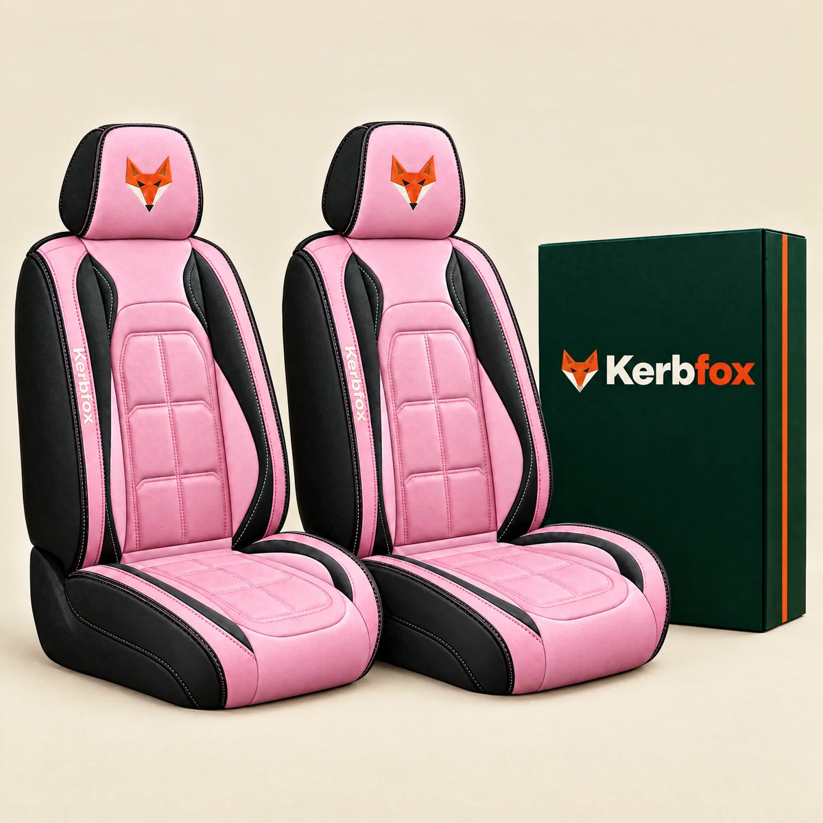 Kerbfox Heritage faux leather car seat cover in Pink – 2 front seats