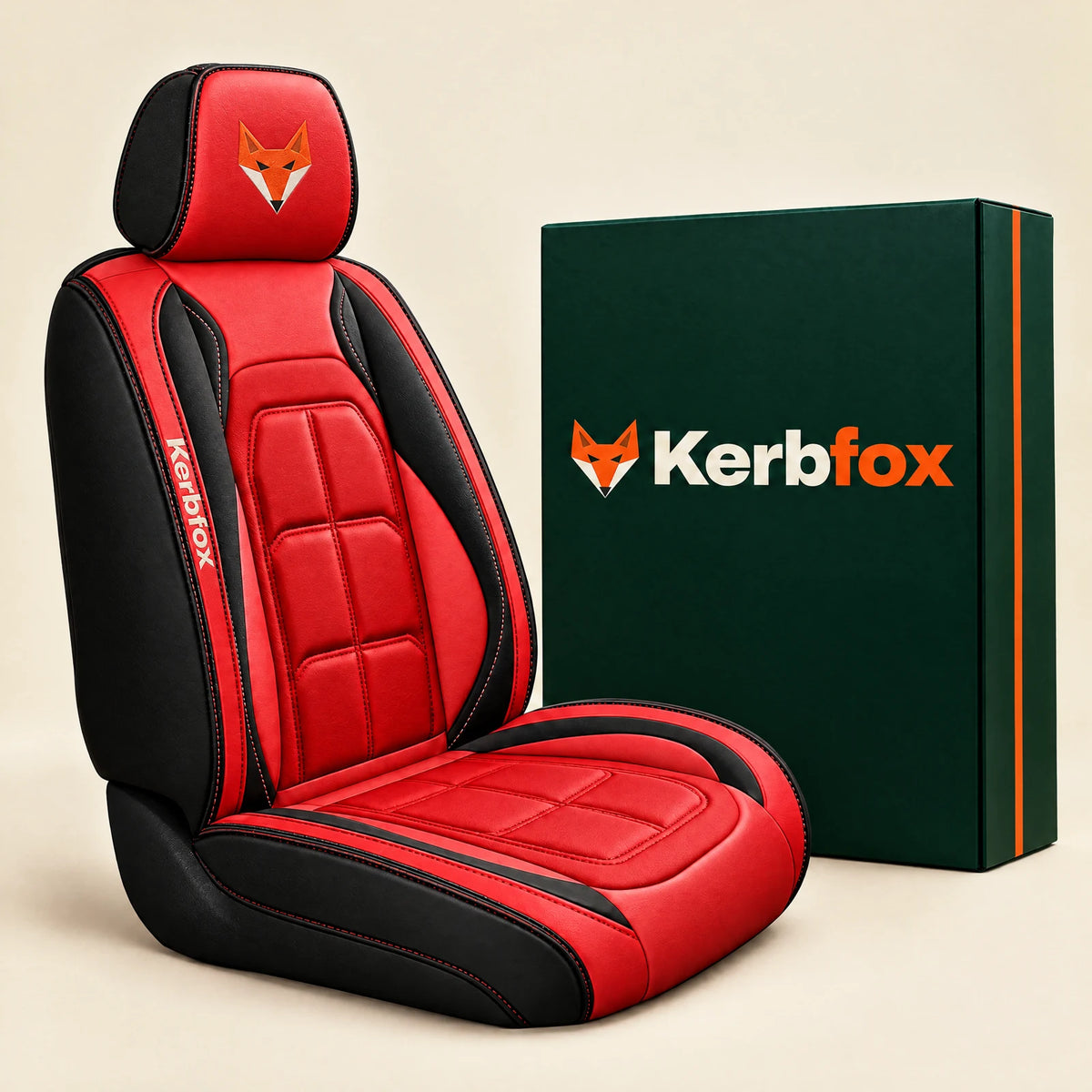 Kerbfox Heritage faux leather car seat cover in Red – 1 front seat
