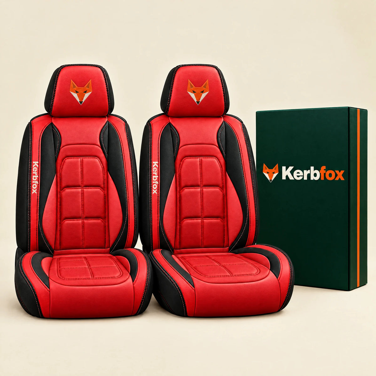 Kerbfox Heritage faux leather car seat cover in Red – 2 front seats